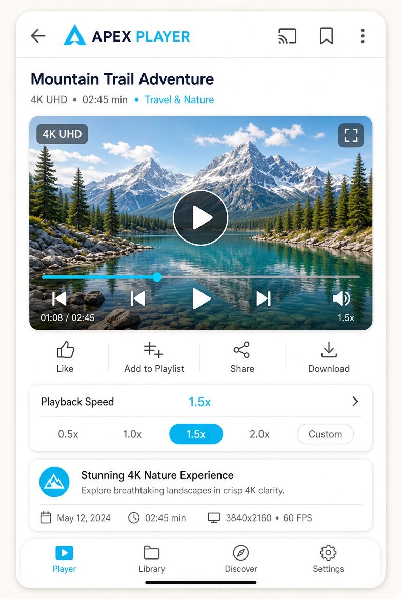 Video player in the light glass theme with speed controls